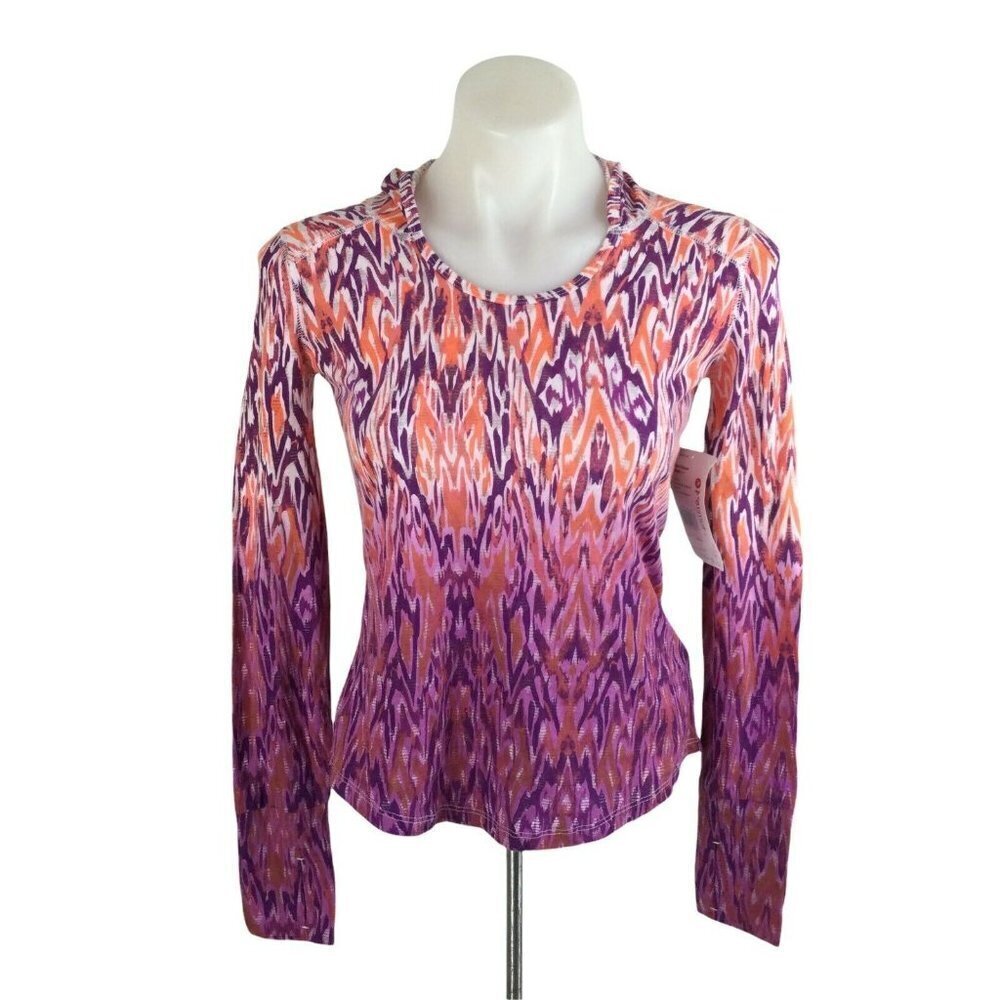 MARMOT Shannon Hoody Shirt Thumbholes Animal Print Neon Berry Cascade Sz XS NWT